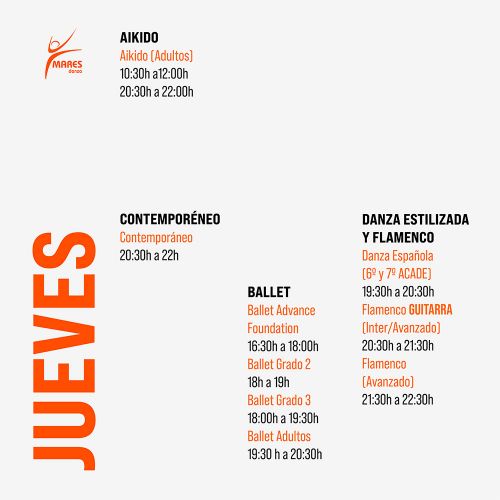Horarios de Mares Danza los jueves