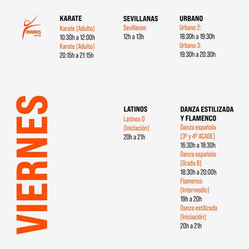 Horarios de Mares Danza los viernes